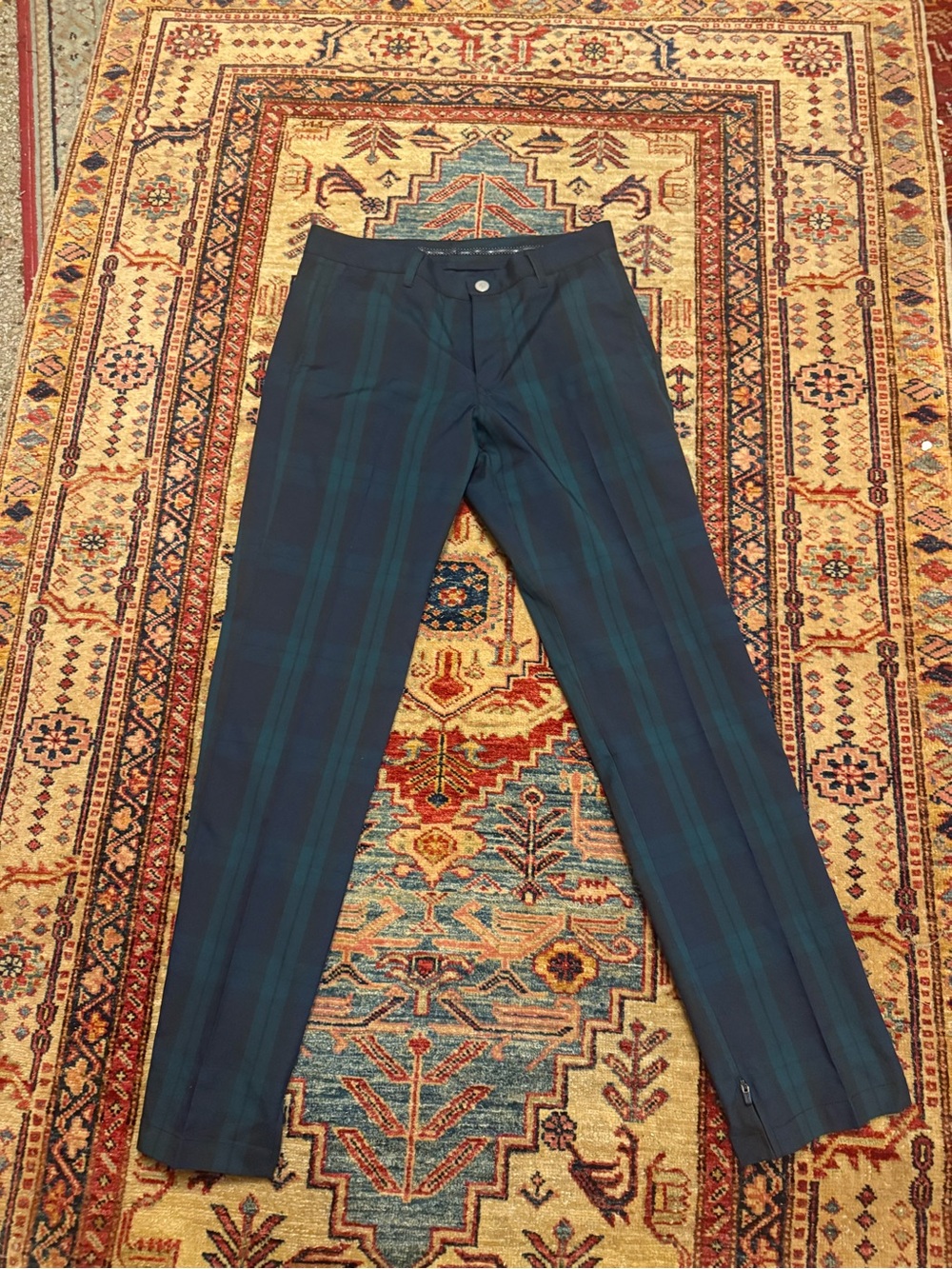 Bonobos Navy and Green Plaid Dress Pants